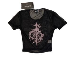 Lip Service Womens Small Gothic Mesh Sheer Top Steampunk Y2K Punk Grunge TAGS